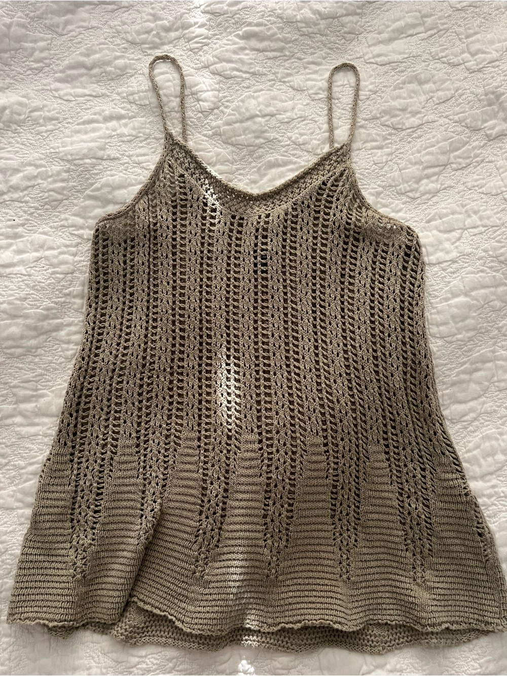 Express Taupe Crochet Knit Spaghetti Strap Cami